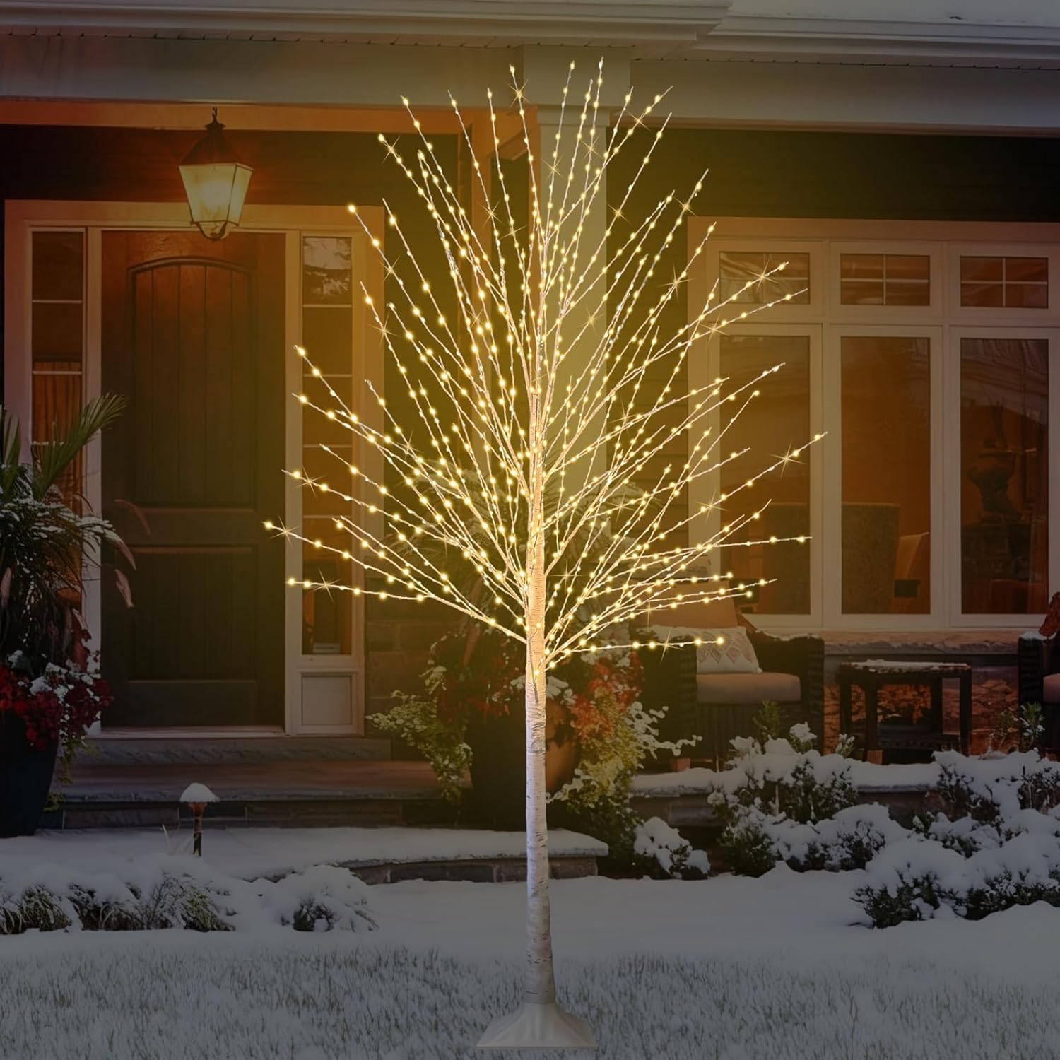 2Pack 6FT Lighted Birch Tree with 880 LED Warm White Lights, 8 Twinkle Modes, Timer, Dimmable Artificial Light Up Twig Christmas Tree for Indoor Outdoor Xmas Holiday Party Decor