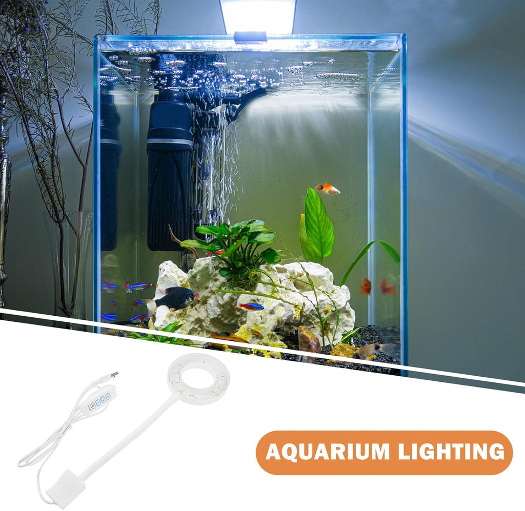 Small LED Aquarium Light with Adjustable Arm USB Mini Lamp for Fish Tank Energy-efficient Lighting for Aquatic Plants and Underwater Illumination in Small Tanks
