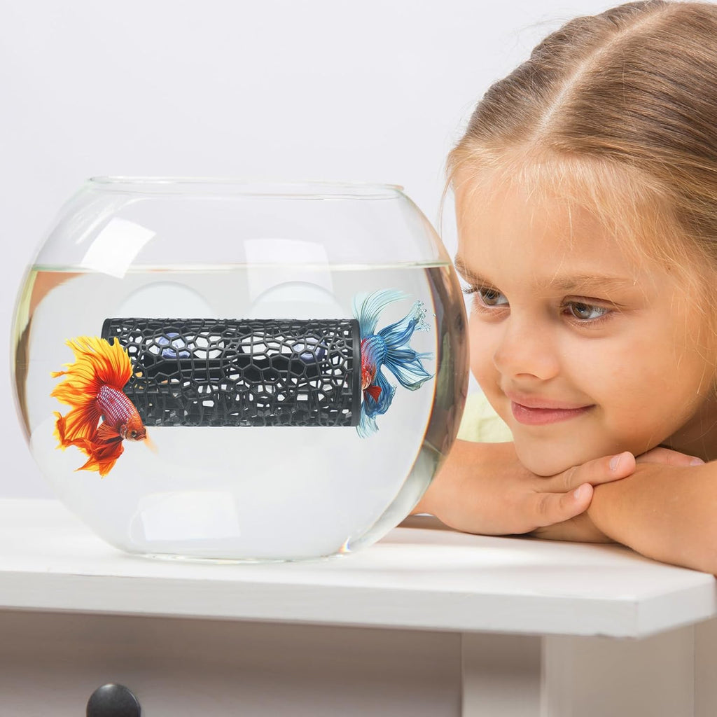 Honeydak 2 Pcs Betta Fish Tank Accessories Black Betta Tunnel Fish Toys Safe Hollow Hammock Cave Aquarium Decor Hideout Tube Shelter with Suction Cups for Small Fish Shrimp Reptile Guppies