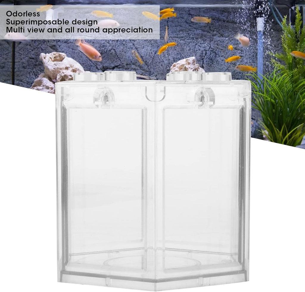 Small Betta Fish Tank, Hex Shape Portable Mini Aquarium Tank, Fish Tank Starter Kits Fish Bowl Aquarium Starter Kits for Turtle Reptile Shrimp Moss Crab Insects Habitat as Decoration(Transparent)