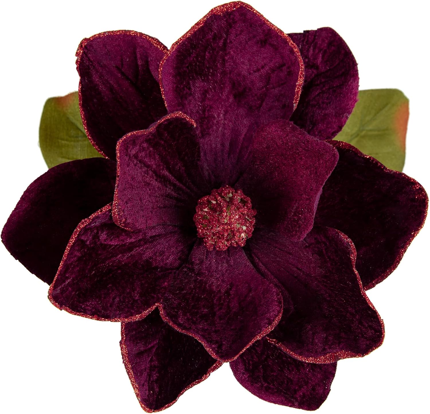 Briful Set of 3 Artificial Christmas Magnolias Flowers – 30’’ Long Stem Faux Magnolia Stems for Tree Ornaments, Holiday Centerpieces & Christmas Decor, Purple