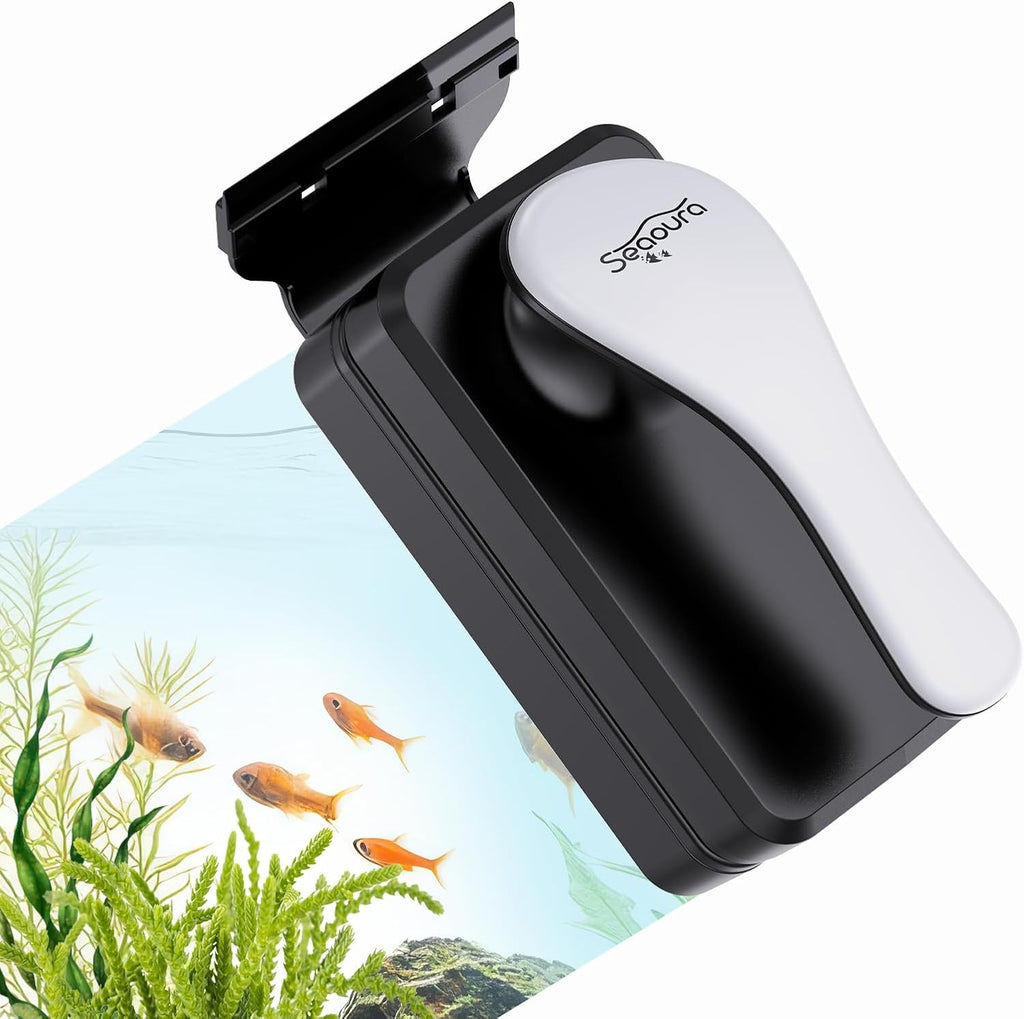 SEAOURA Magnetic Aquarium Glass Cleaner，Algae Scraper for Aquarium Fish Tank， Fish Tank Algae Clean Brush Dual-Sided Side Floating Aquarium Magnetic Brush (M)