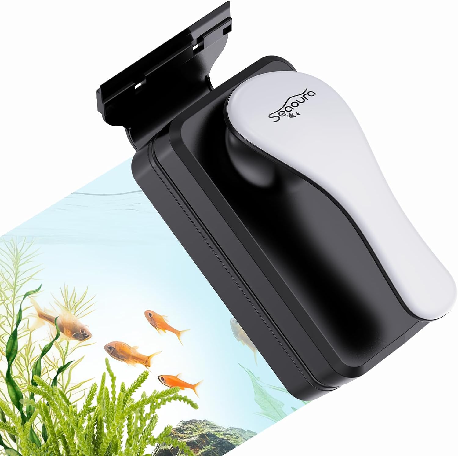 SEAOURA Magnetic Aquarium Glass Cleaner，Algae Scraper for Aquarium Fish Tank， Fish Tank Algae Clean Brush Dual-Sided Side Floating Aquarium Magnetic Brush (M)