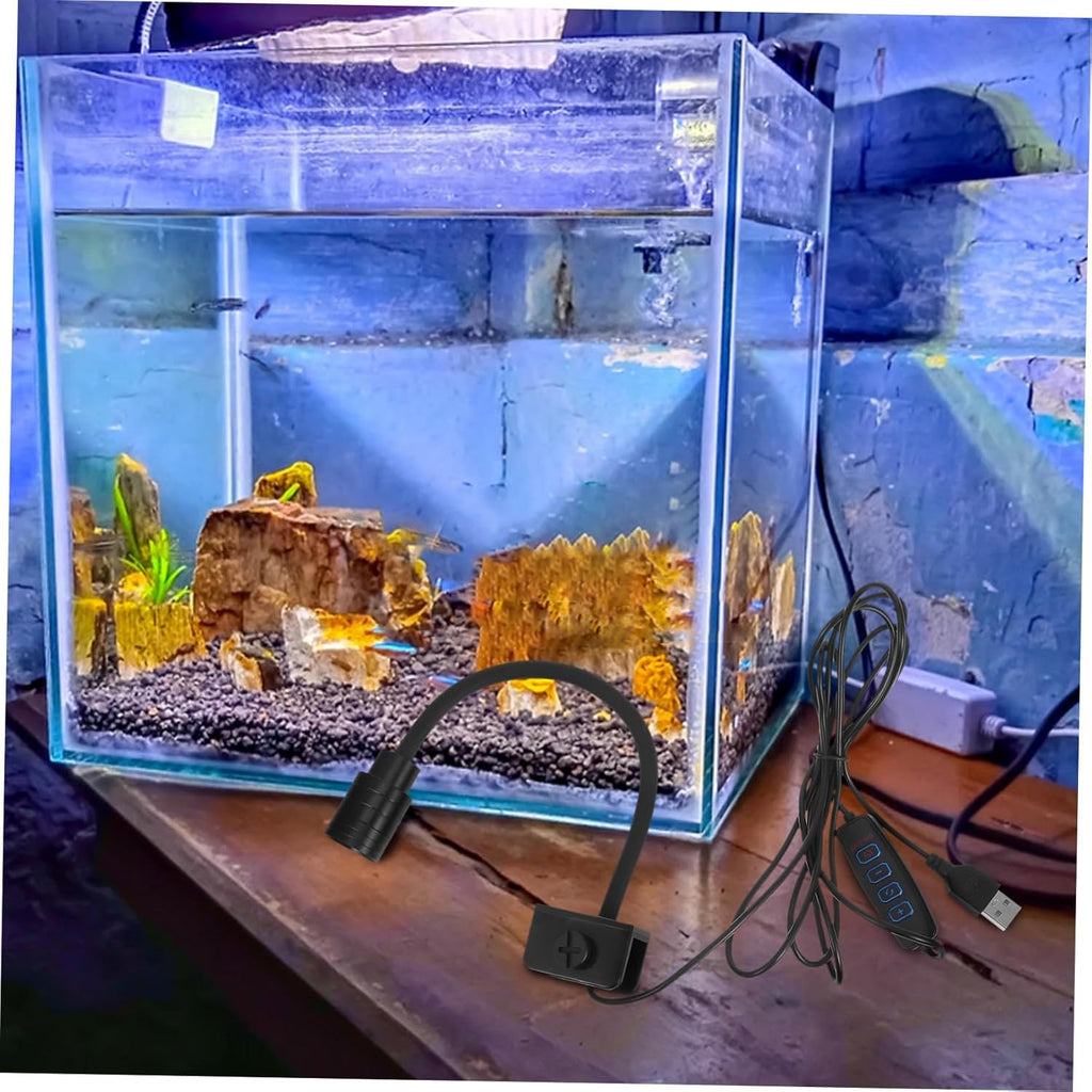 BESPORTBLE Dimmable Mini Aquarium LED Light USB Powered Fish Tank Lamp with Adjustable Focus Bright White Warm Yellow Lighting for Vibrant Aquarium Decorations and Efficient Energy Saving