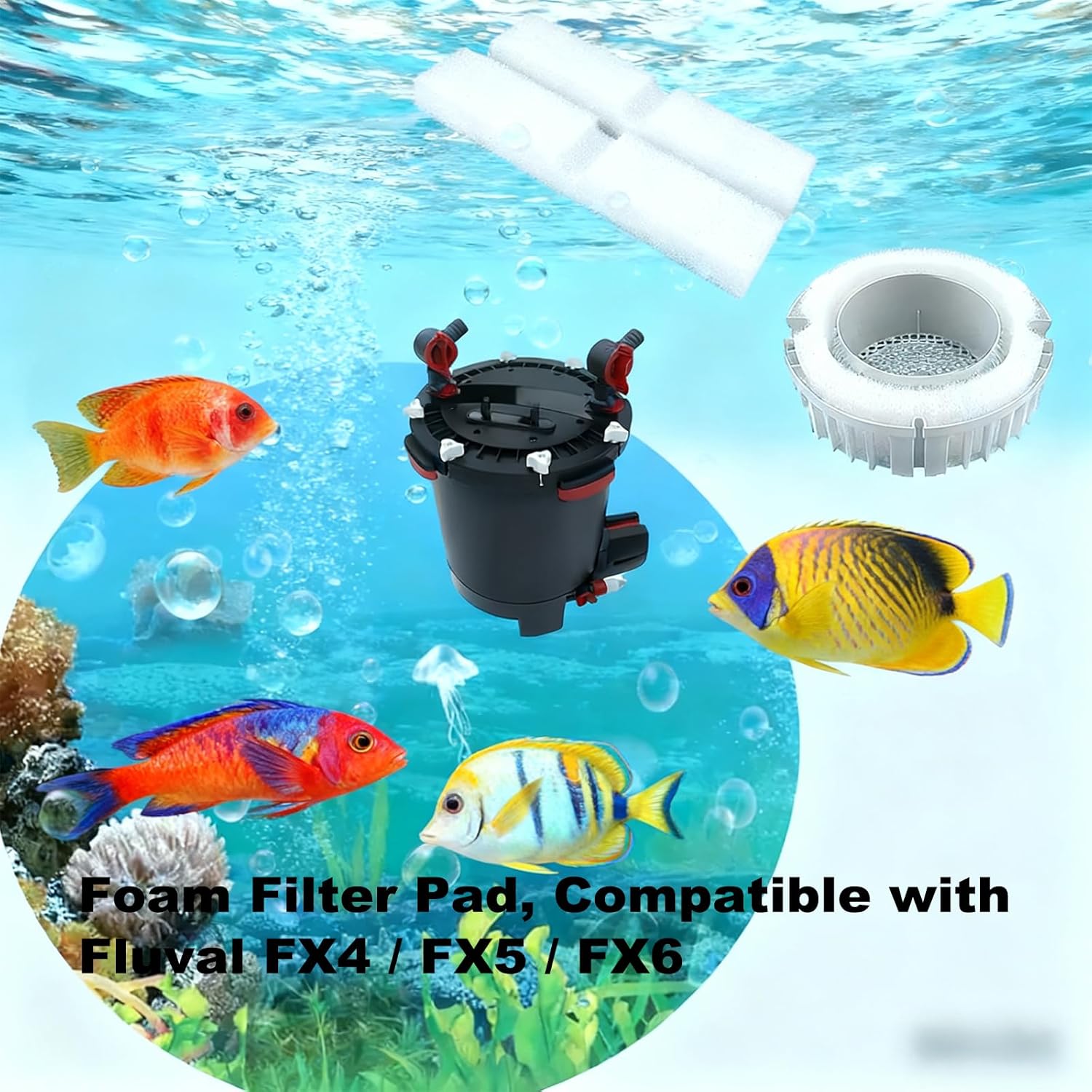 24 Piece Fx6 Canister Filter Media Kit Replacement Compatible with Fluval Fx4/Fx5/Fx6 Aquarium Filters Including Upgraded 3-in-1 Carbon Pad, Bio Foam, Carbon Sponge Filter, Ceramic Rings