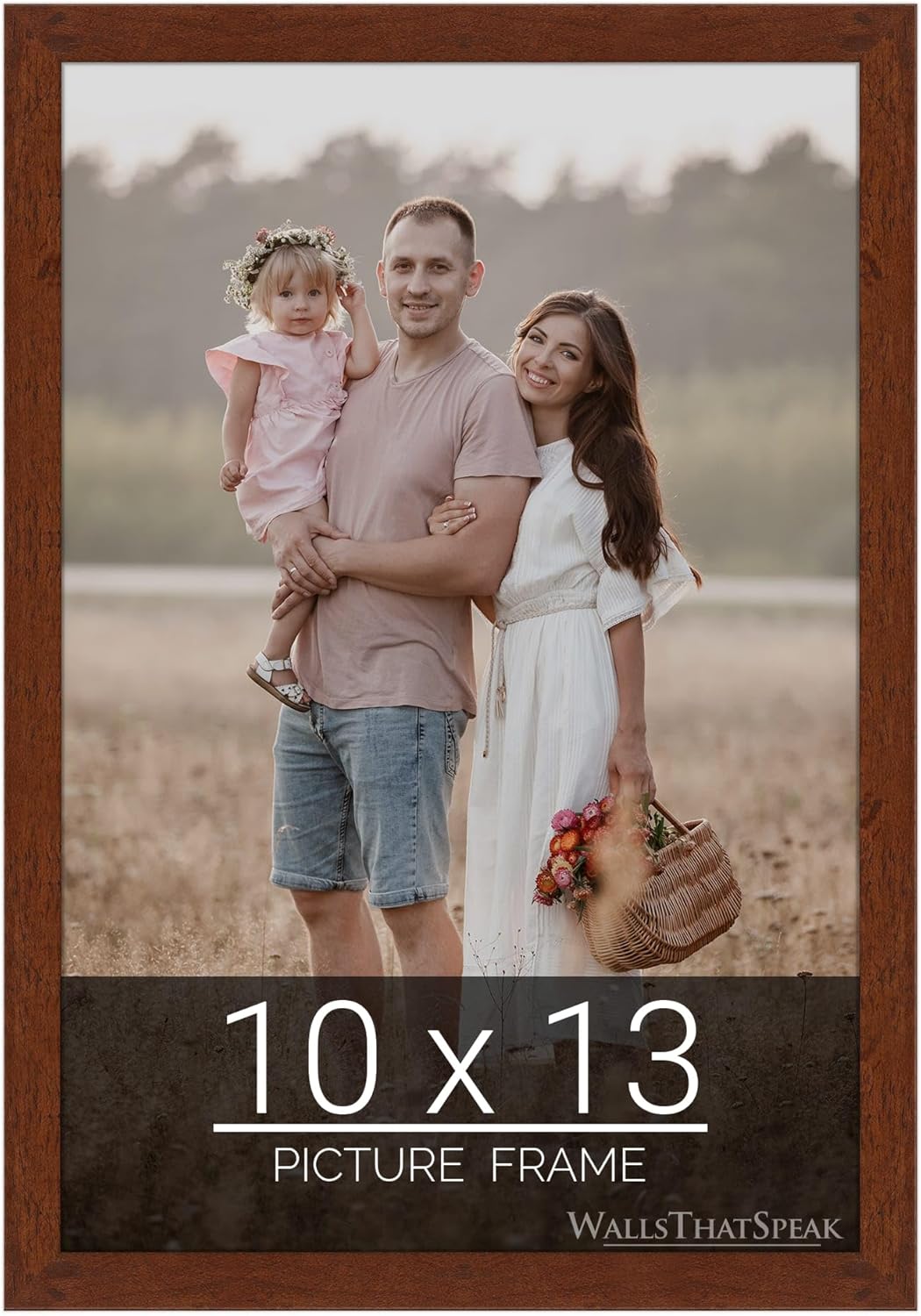 wallsthatspeak 10x13 Dark Walnut Rustic Pine Picture Frame for Puzzles Posters Photos or Artwork