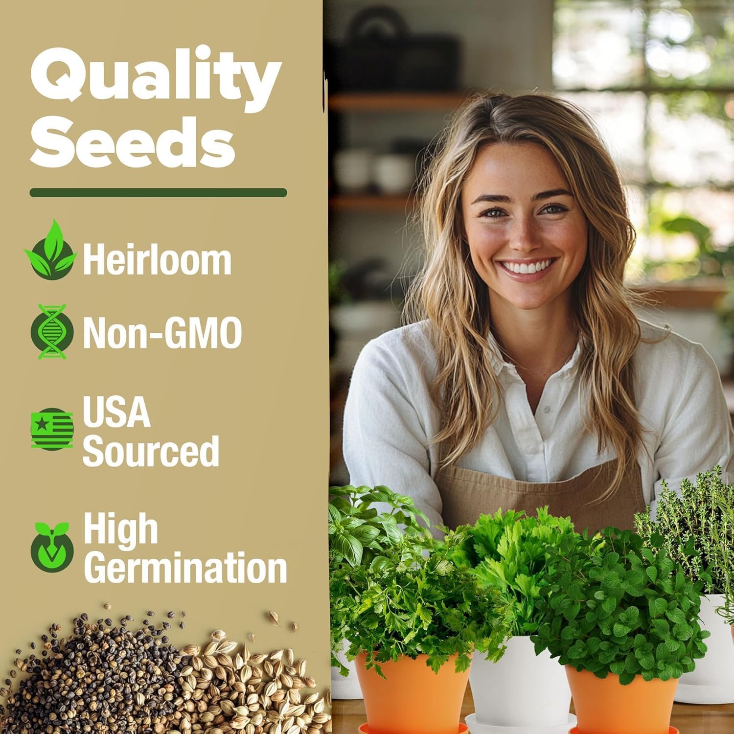 HOME GROWN Gift Herb Kit – 8 Herb Seeds Set with Basil, Cilantro, Mint & More, Complete Indoor Grow Kit for Kitchen, Gardening Gifts for Women & Men, Ideal for Cooking & Home Décor