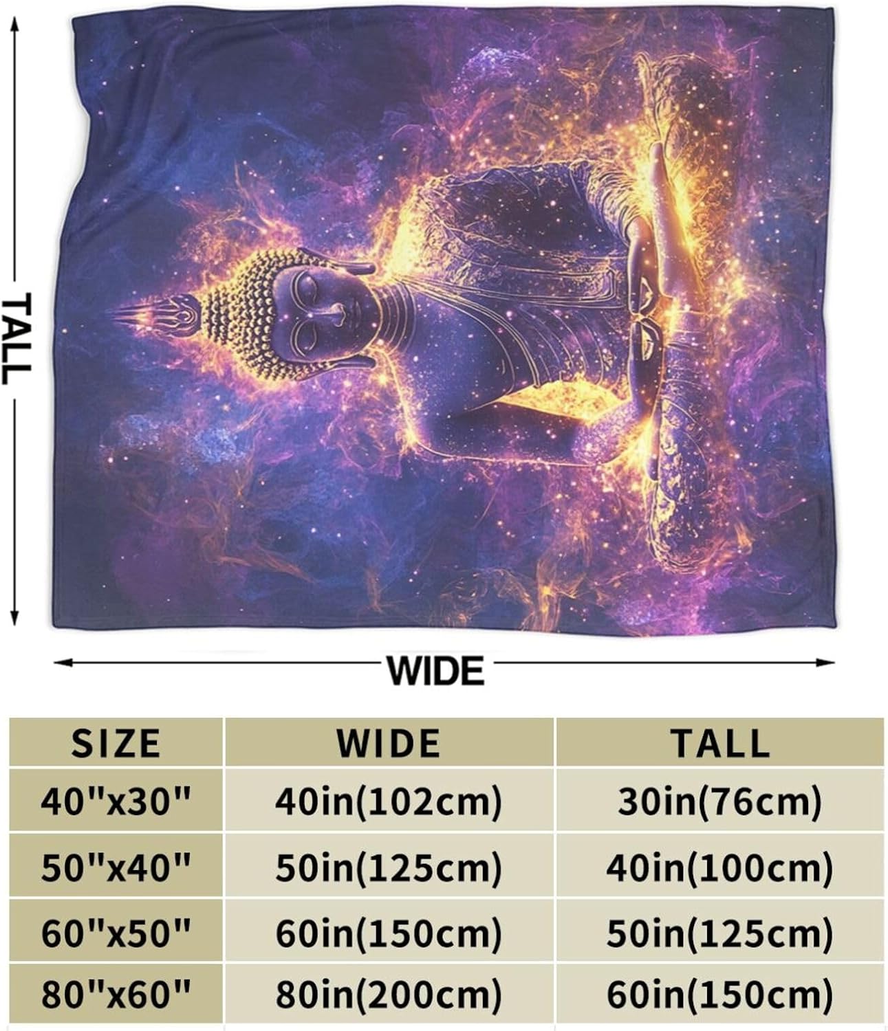 Buddha Statues Blanket Buddha Zen Throw Blanket Purple Flannel Stuff Merch Cozy Decor Fleece Plush Fuzzy Warm Soft Lightweight Bedding Gifts for Lover Girls Women Men Boy Couch Sofa 50"X40"