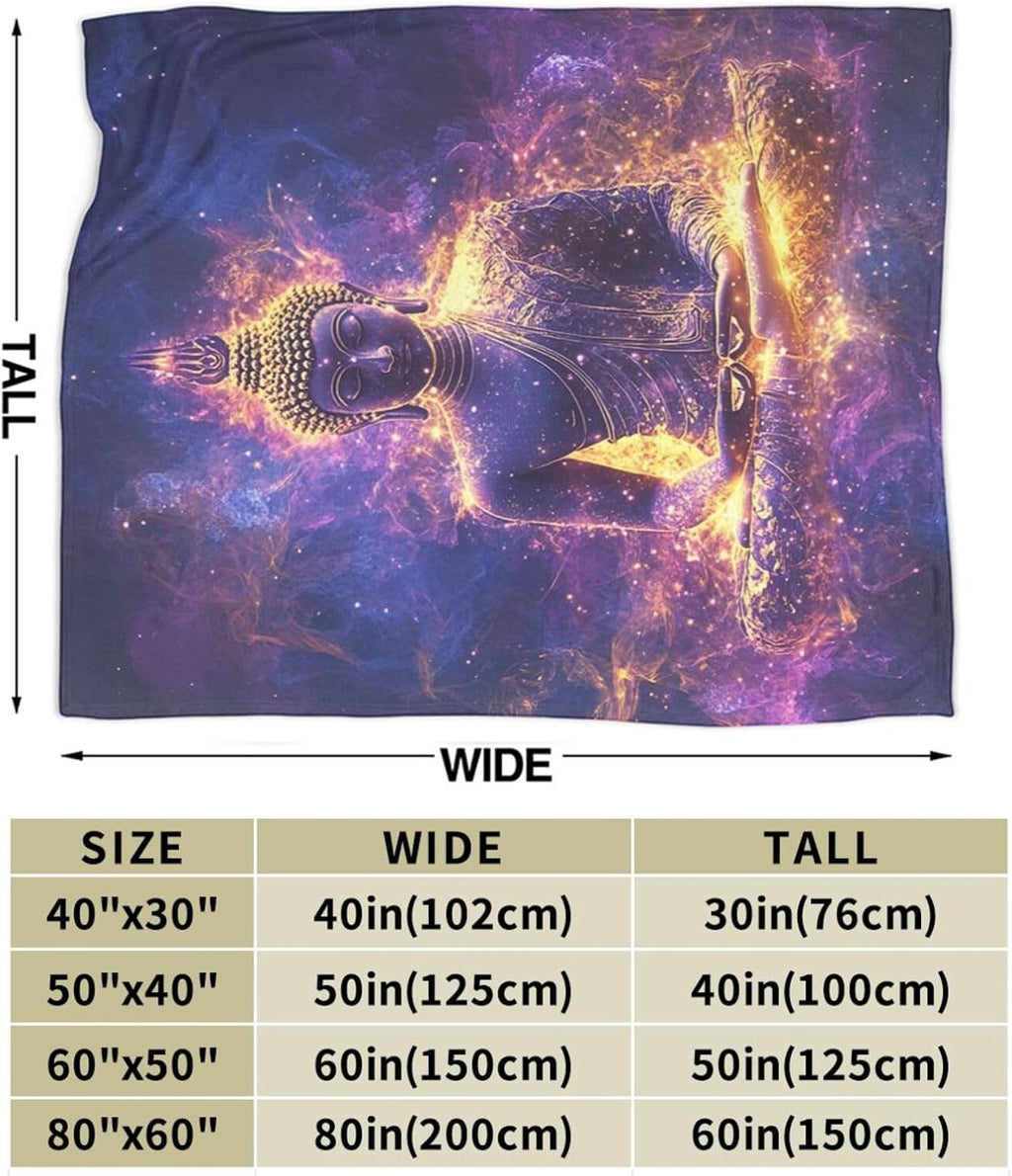 Buddha Statues Blanket Buddha Zen Throw Blanket Purple Flannel Stuff Merch Cozy Decor Fleece Plush Fuzzy Warm Soft Lightweight Bedding Gifts for Lover Girls Women Men Boy Couch Sofa 60"X50"