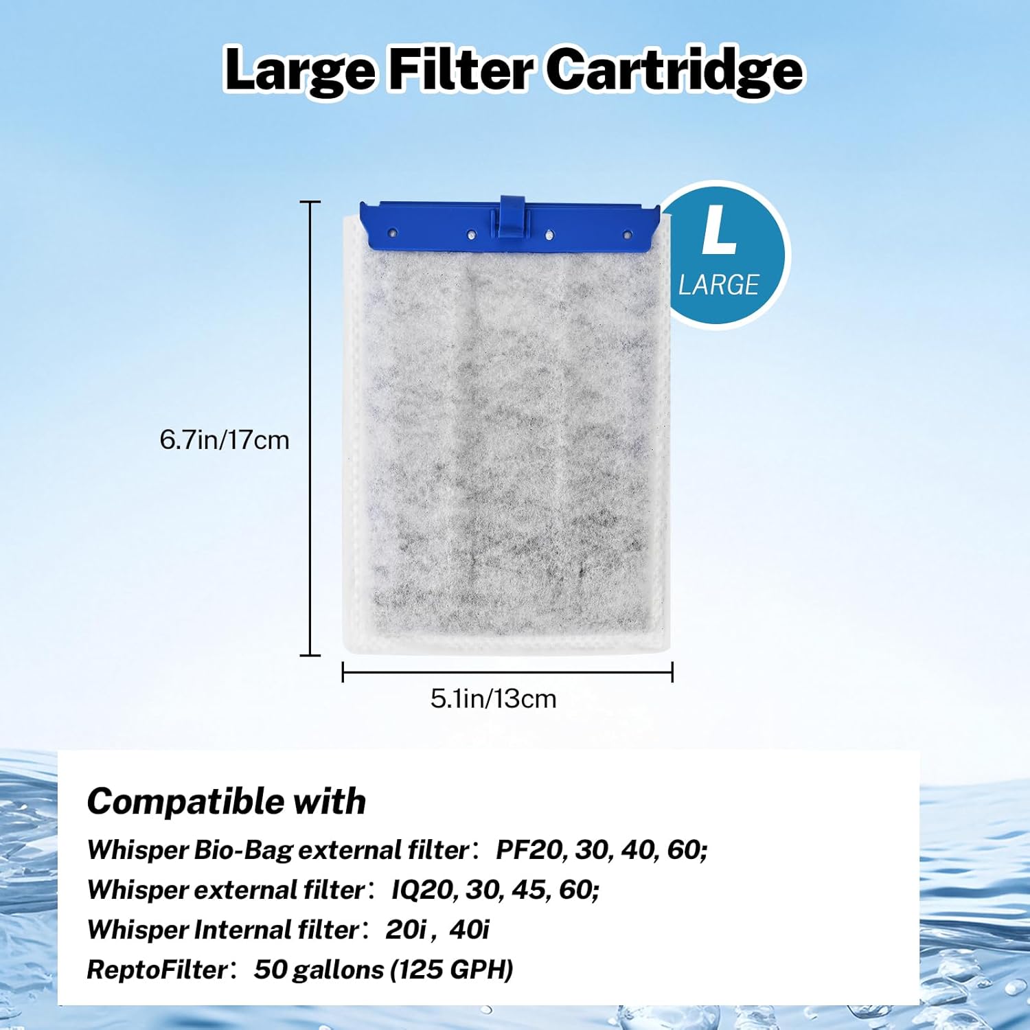 16 Pack Large Filter Cartridges for Tetra Whisper Bio-Bag Filters, Aquarium Replacement Filter Cartridges for Whisper 20i/40i, IQ20/30/45/60, PF20/30/40/60 and Repto Filter