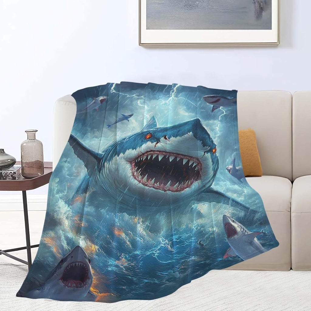 Shark Throw Blanket Ocean Shark Stuff Gifts for Kids Girls Boys Adults Women Man Soft Cozy Warm Plush Fluffy Fuzzy Fleece Blanket Decor 40''X50''