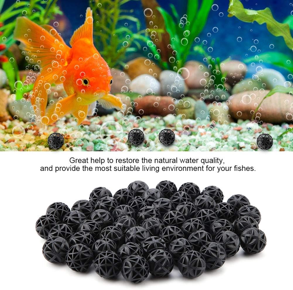 Bio Balls Filter Media, 50Pcs Porous Biochemical Aquarium Filter Balls for Biological Filtration Pond and Fish Aquarium with Sponge (36mm with Cotton)