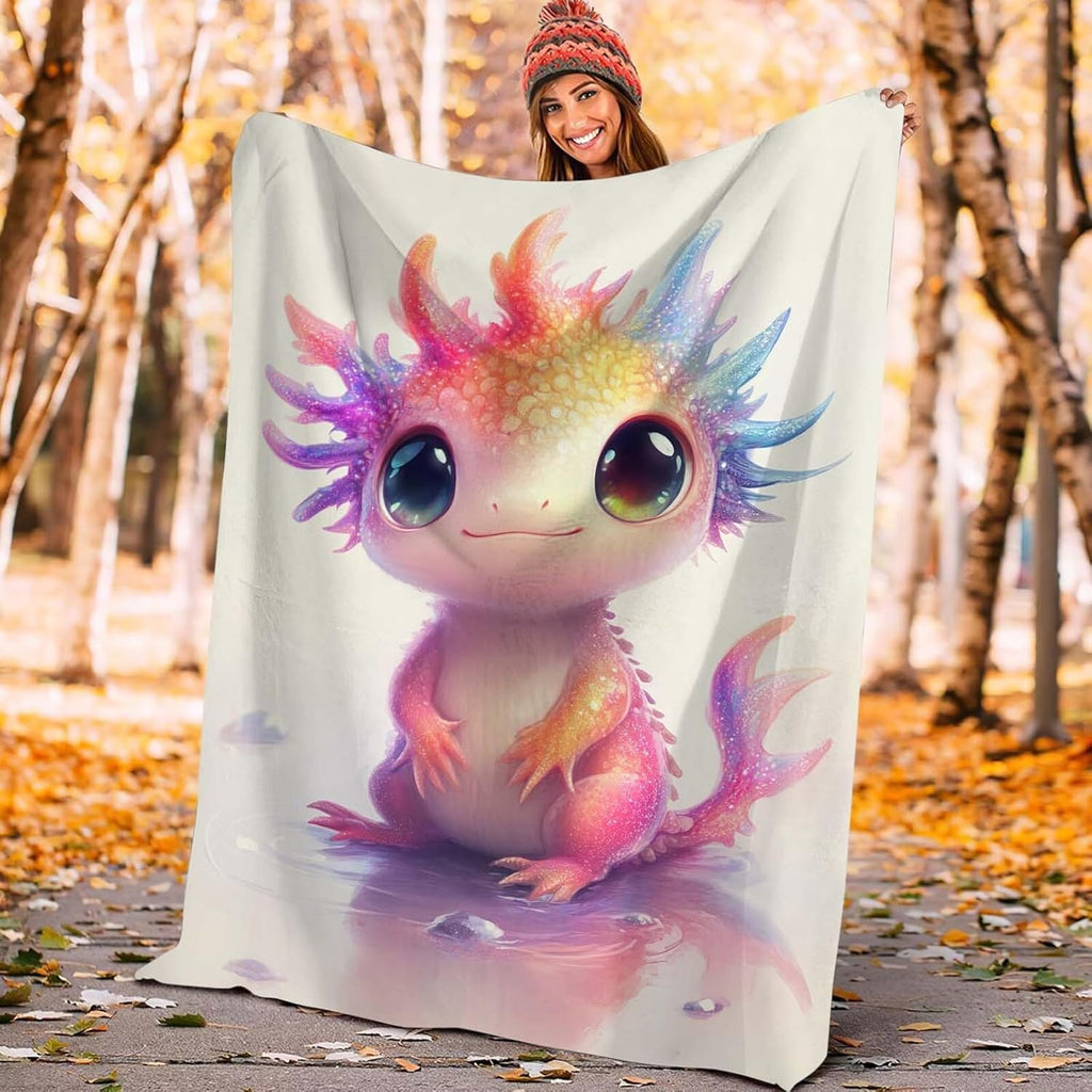 Axolotl Throw Blanket Axolotl Stuff Gifts for Kids Girls Boys Adults Women Man Soft Cozy Warm Plush Fluffy Fuzzy Fleece Blanket Decor 40''X50''