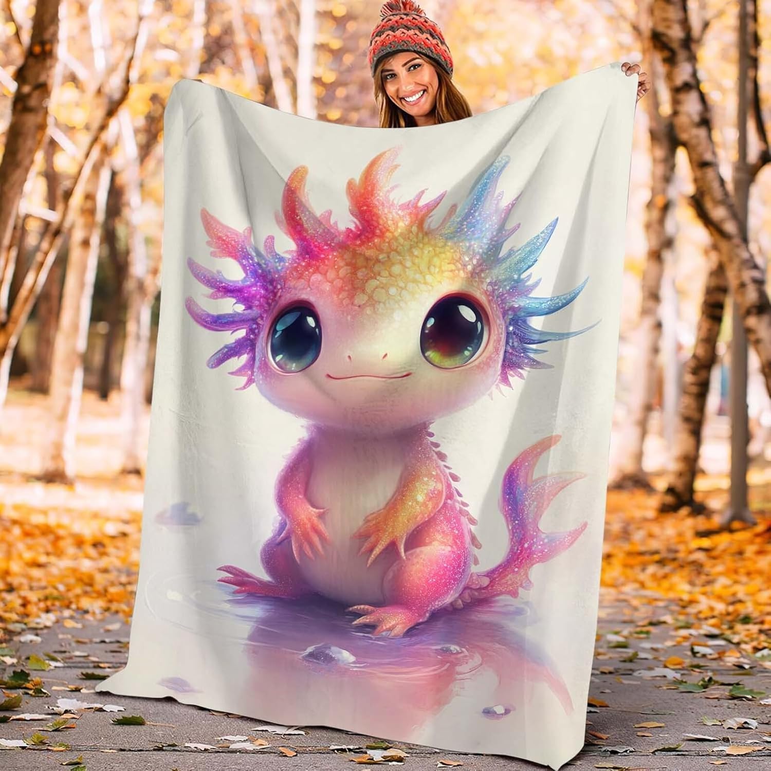 Axolotl Throw Blanket Axolotl Stuff Gifts for Kids Girls Boys Adults Women Man Soft Cozy Warm Plush Fluffy Fuzzy Fleece Blanket Decor 40''X50''