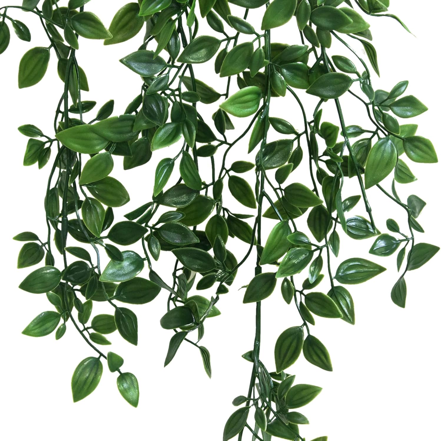 LOYWREE Small Artificial Hanging Mandala Plant with Pot Faux Plants Indoor Fake Small Potted Plant 28.7-in Long Faux Vine Shelf Decor Ideal for Indoor Outdoor Home Office Decoration (Black Pot)