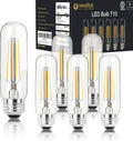 5 Inch Edison Bulb, 2700K Soft White E26 Led Bulb 6W Dimmable, 800LM T10/T9 Clear Glass Tubular Light Bulbs, AC 120V Equal 80 Watt Bulbs for Chandelier Pendant Wall Light - 6Pack