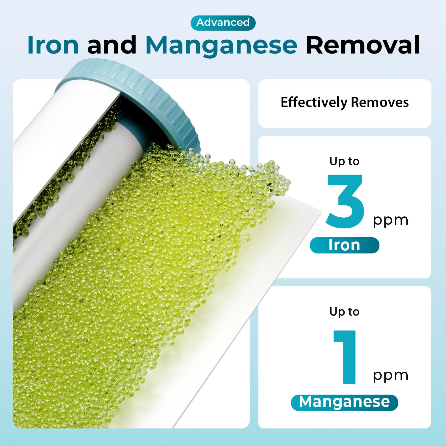 iSpring Whole House Water Filter System, Reduces Iron, Manganese, Chlorine, Sediment, Taste, and Odor, 3-Stage Iron Filter Whole House, Model: WGB31BM, 10” x 4.5” Filters, 1” Inlet/Outlet