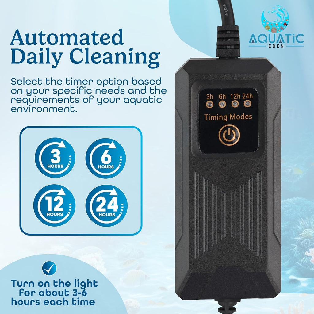 11W UV Light for Aquariums with 4 Timer Modes | UV-C Light for Sump Filters, Top & Bottom Filter Boxes, External Filter Chambers, Hang-On-Back Filters & Small Ponds – Keeps Fish Tanks Clear & Healthy