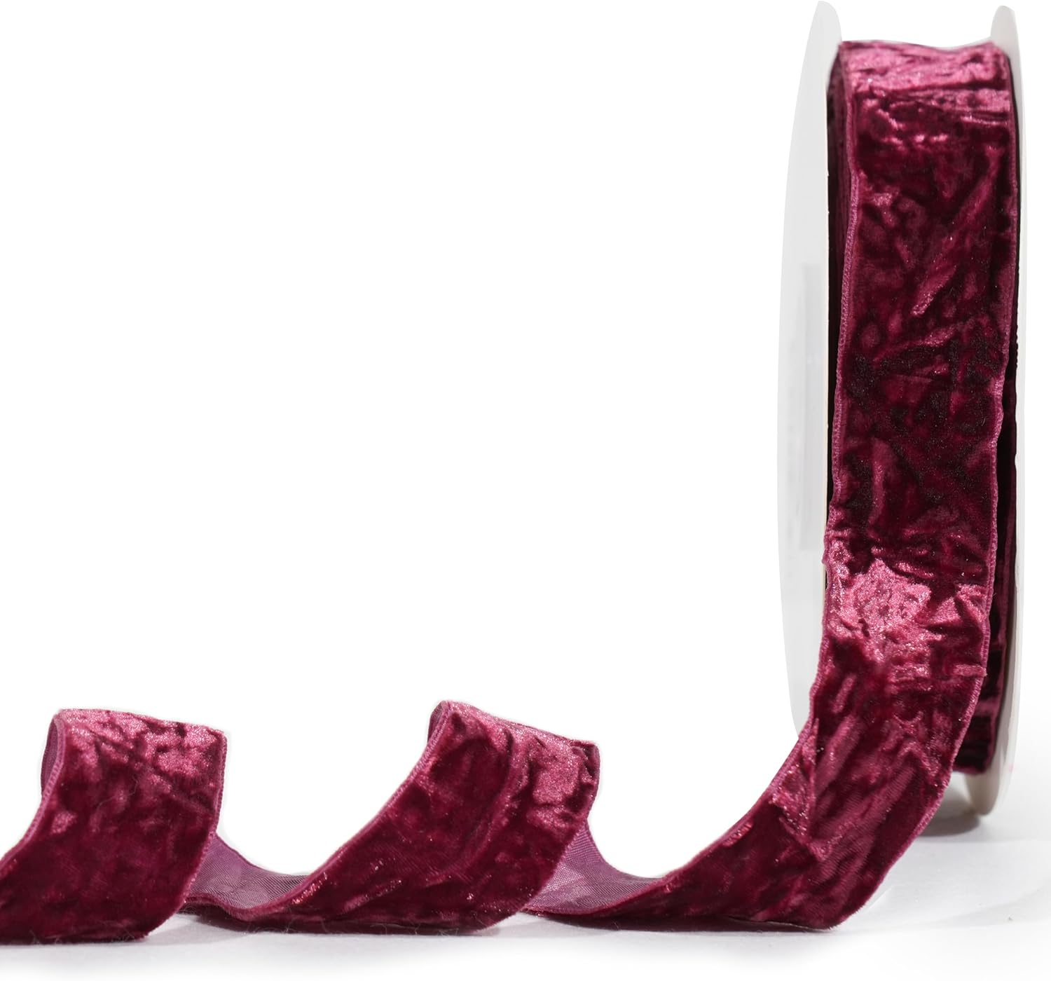 MAYREEL 1 Inch Burgundy Crushed Velvet Ribbon Maroon Vintage for Flower Bouquets Wedding Invitations Crafts Gift Wrapping Party Favor Boxes 10 Yards