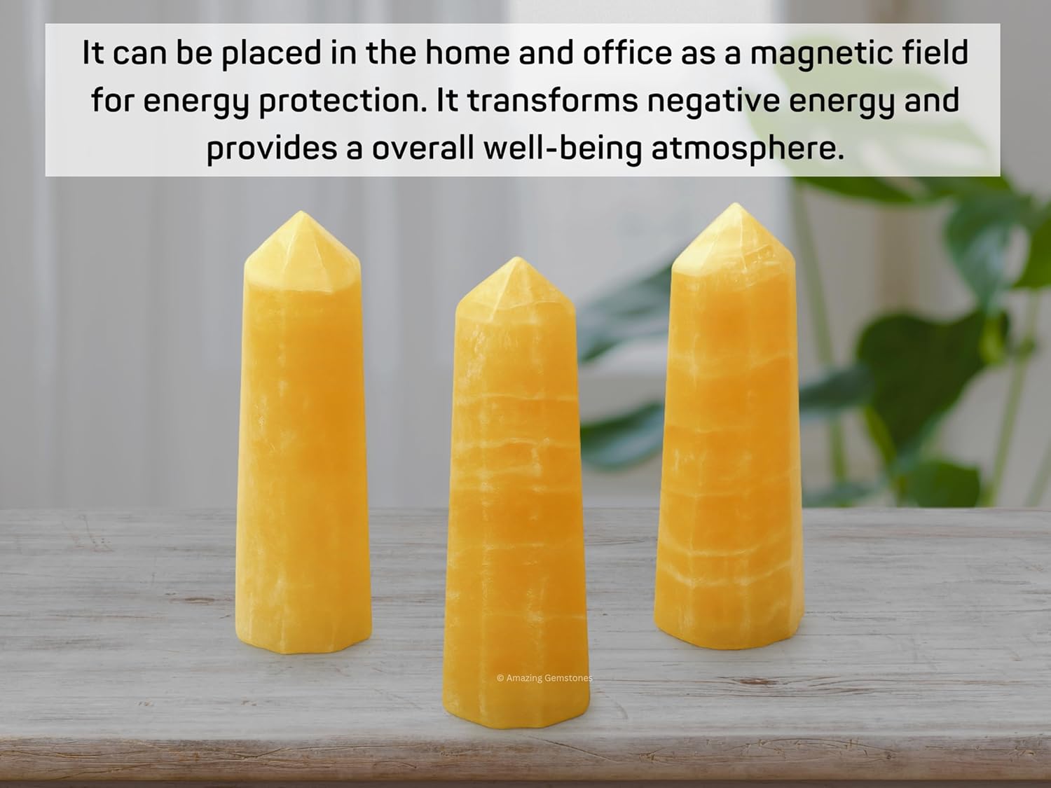 Yellow Calcite Crystal Towers ~ Natural Healing Crystal Point Obelisk for Reiki Healing and Crystal Grid (2" to 3" INCH)