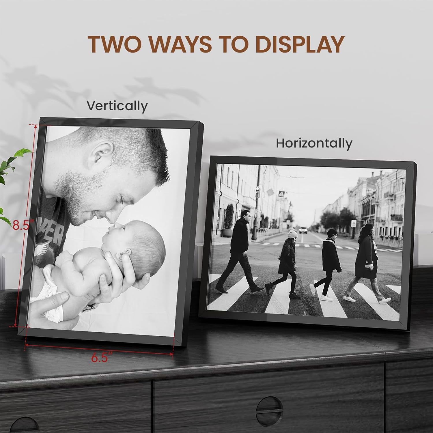 Heimlove 7x9 Metal Picture Frame,Black Aluminum Photo Frames-Real Tempered Glass,Tabletop Display,Mounting Horizontally or Vertically Decor for Wall-3 Pack