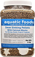 Aquatic Foods Inc. Calcium Blocks Included in These 40% Protein 3mm Sinking Pellets for Shrimp, Snails, Crabs, Catfish, Plecos for All Tropical Fish. Pellets by Zeigler…2-lb Med Jar