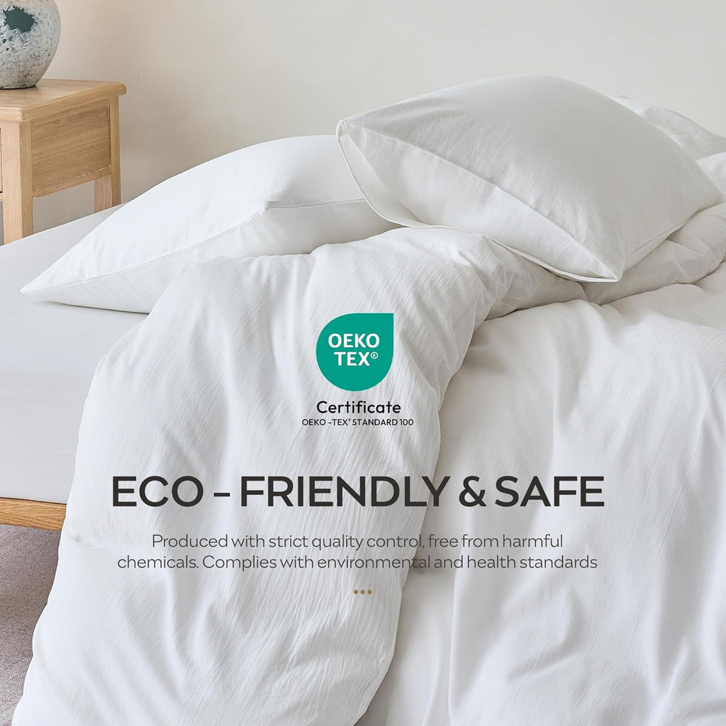 JELLYMONI Pillowcases Standard Set of 2 Cotton Envelope Pillow Covers Cream White 20×26in Bed Pillow Cases 100% Washed Cotton Soft Breathable (Pillows are not Included)