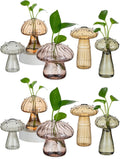 Hewory Glass Mushroom Propagation Stations: Set of 10 Unique Propagation Jars Glass Planter for Indoor Plants Home Decor - Amber Mushroom Vase Christmas Birthday Gifts for Plant Lovers Women Girls