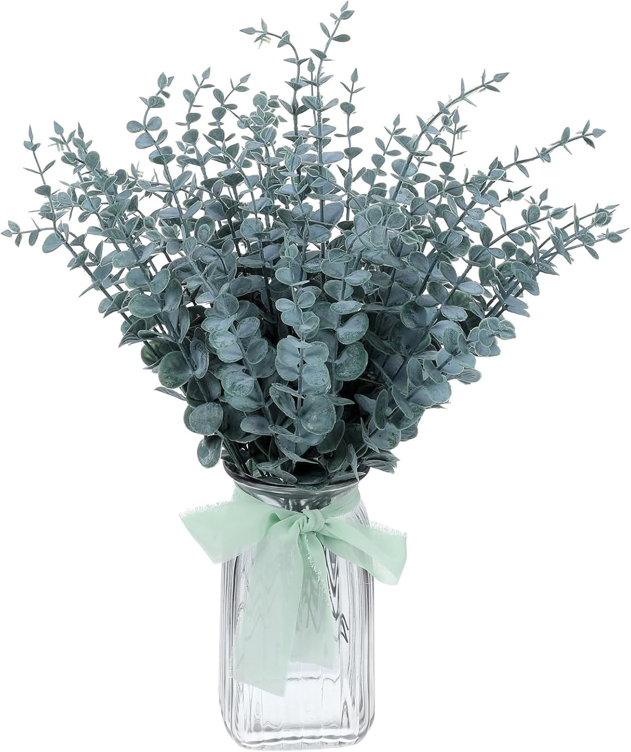 100 Pcs Faux Eucalyptus Stems - Realistic Dark Green Artificial Greenery for Wedding Centerpieces, Flower Bouquets, Farmhouse & Home Decor, Fake Eucalyptus Stems for Lush Arrangements