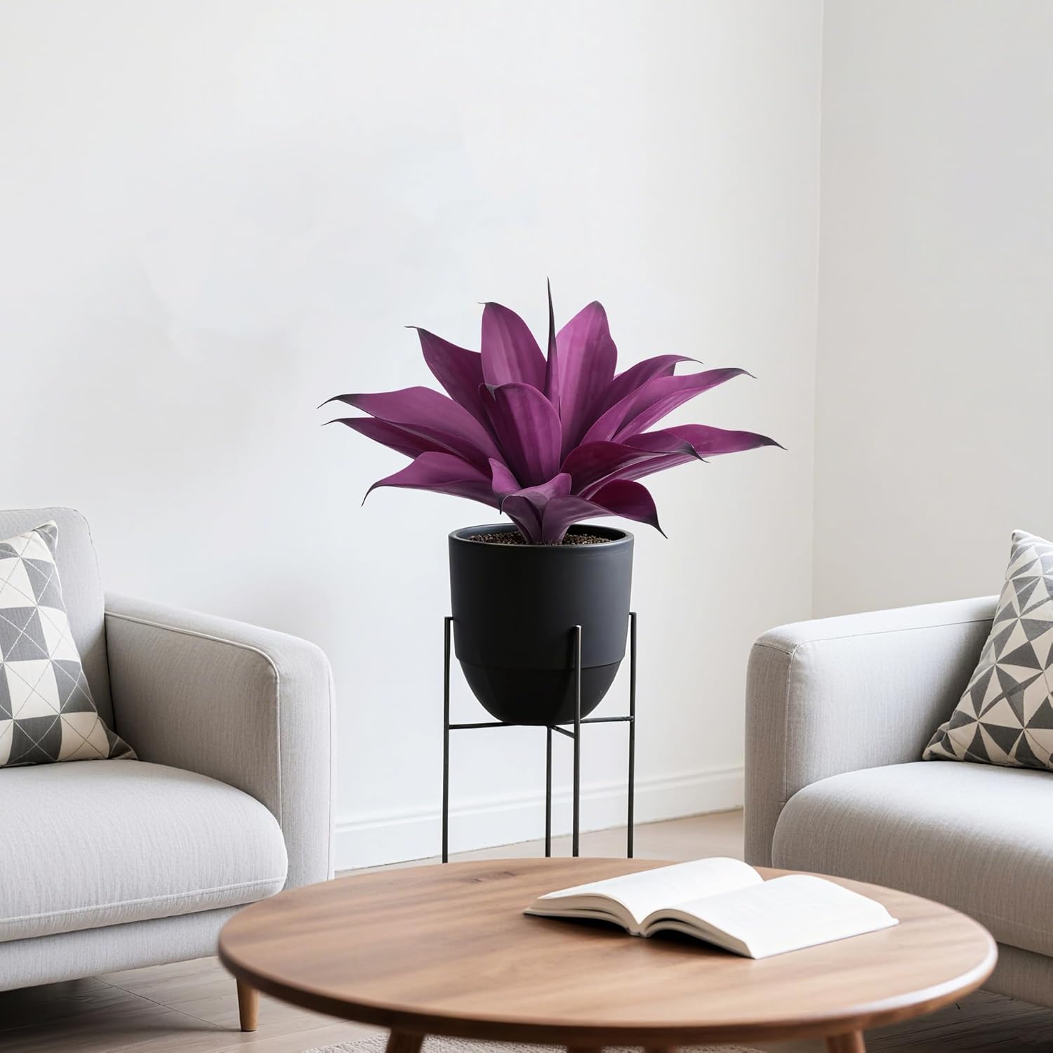 Artificial Agave 15In Faux Agave Fake Greenery Outdoor Artificial Plant Fake Plant for Indoor Home Decoration Plastic Plant Outdoor Decoration Front Porch Decor Simulation Plants 2Pack,Purple