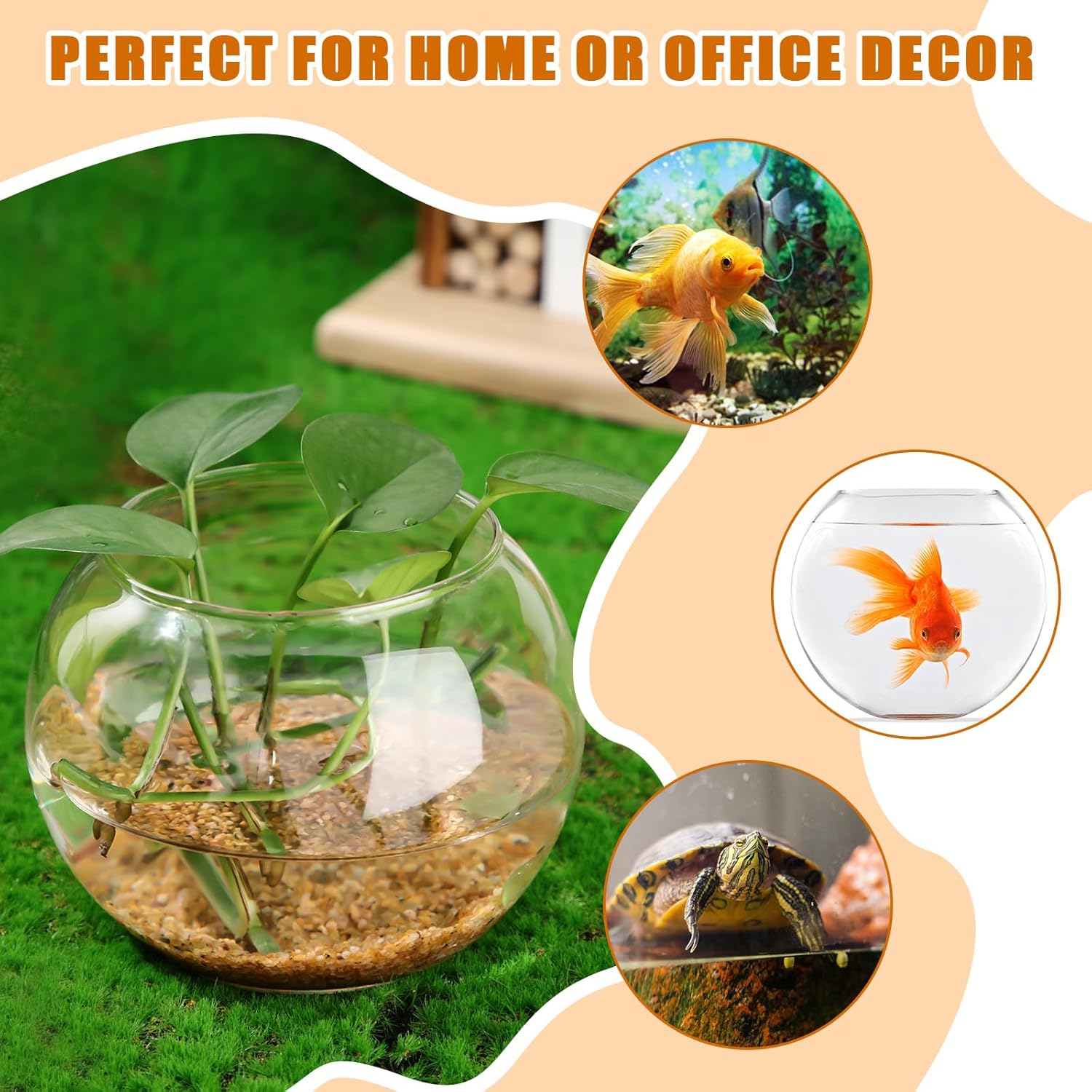 Zopeal 48 Pcs Fish Bowl Vase Glass Bubble Bowl Globe Glass Clear Bubble Vase Round Terrarium Goldfish Flower Centerpiece for Wedding Event Arrangement Office Home (3.5" h X 4.7" w)