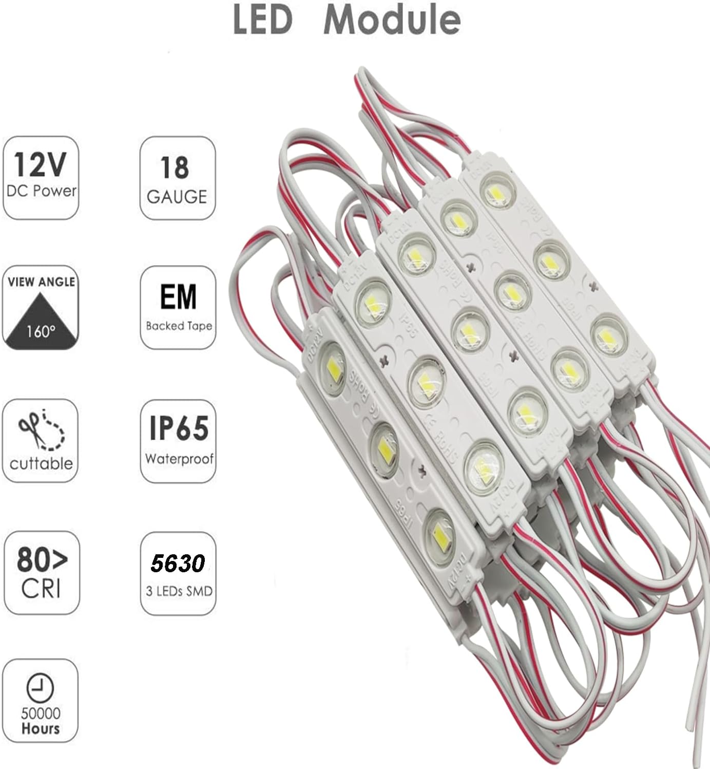 LED Module Replacement Lights for Inflatables with Self Adhesive Pad 20Pcs 5630SMD IP65- Ideal for Yard Holiday Inflatables, Christmas Blowups,Advertising Signs,Cabinet(White Light)