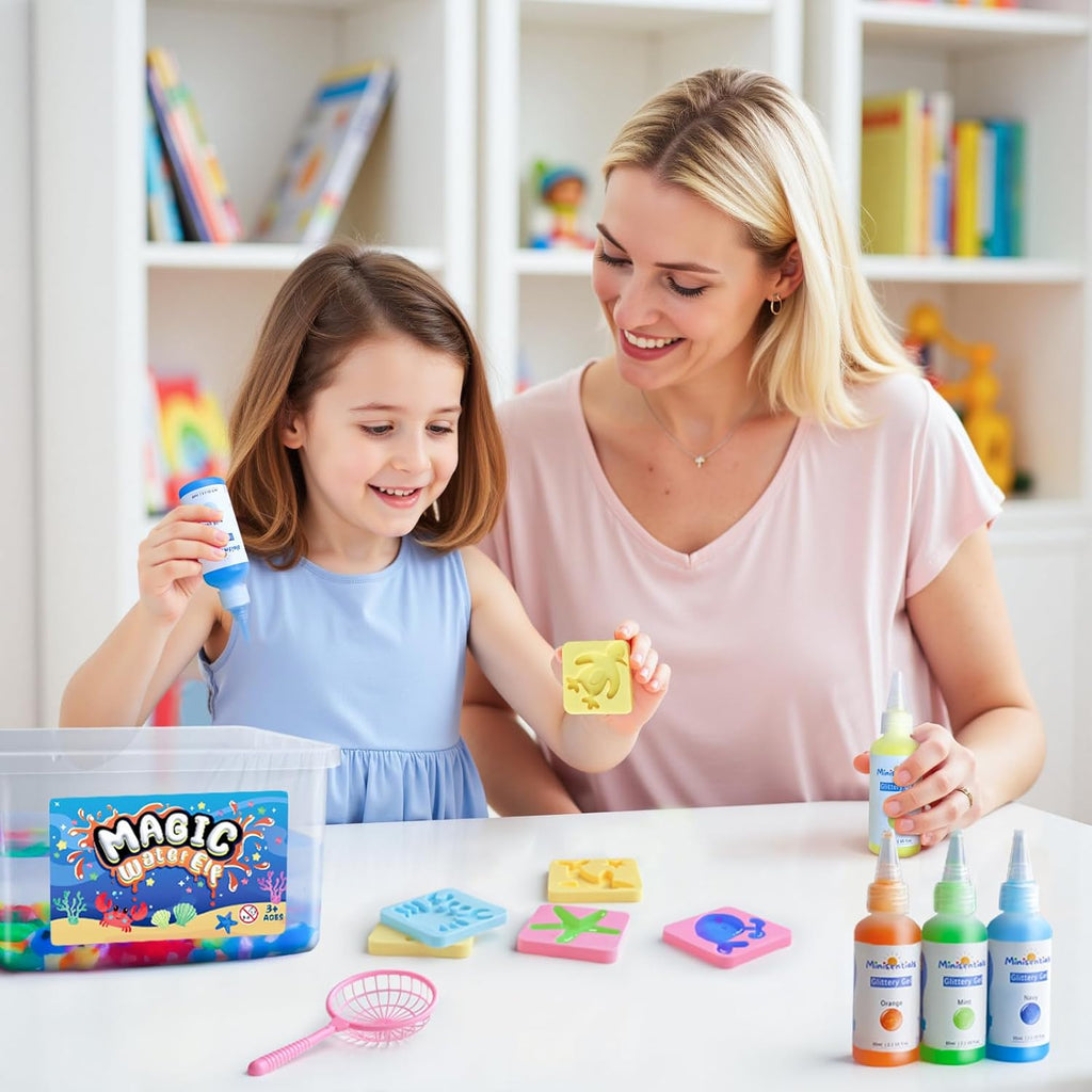 Magic Water Elf Toy Kit - Magic Gel Water Pets with Aquarium Bottle - Make Your Own Squishies Crafts Toys - Crafts Kit for Kids Christmas Gifts Birthday for Girls Boys Age 6 7 8 9 10 Years Old