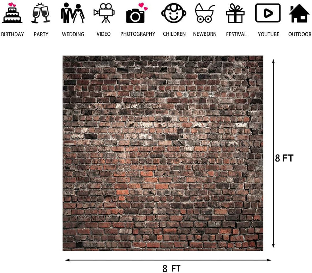 LTLYH 8x8ft Red Brick Wall Photography Backdrop Vintage Theme Stone Brick Design Photography Background Baby Birthday Party Decoration Photo Booth Studio Prop 135……