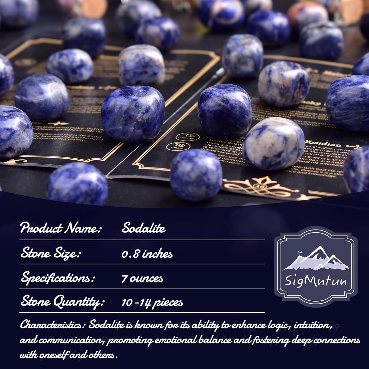 Polished Stone Set Sodalite Crystals, 0.8" Handpicked Tumbled Gemstones Rocks, Pebbles for Reiki, Chakra, Healing, Home Decor