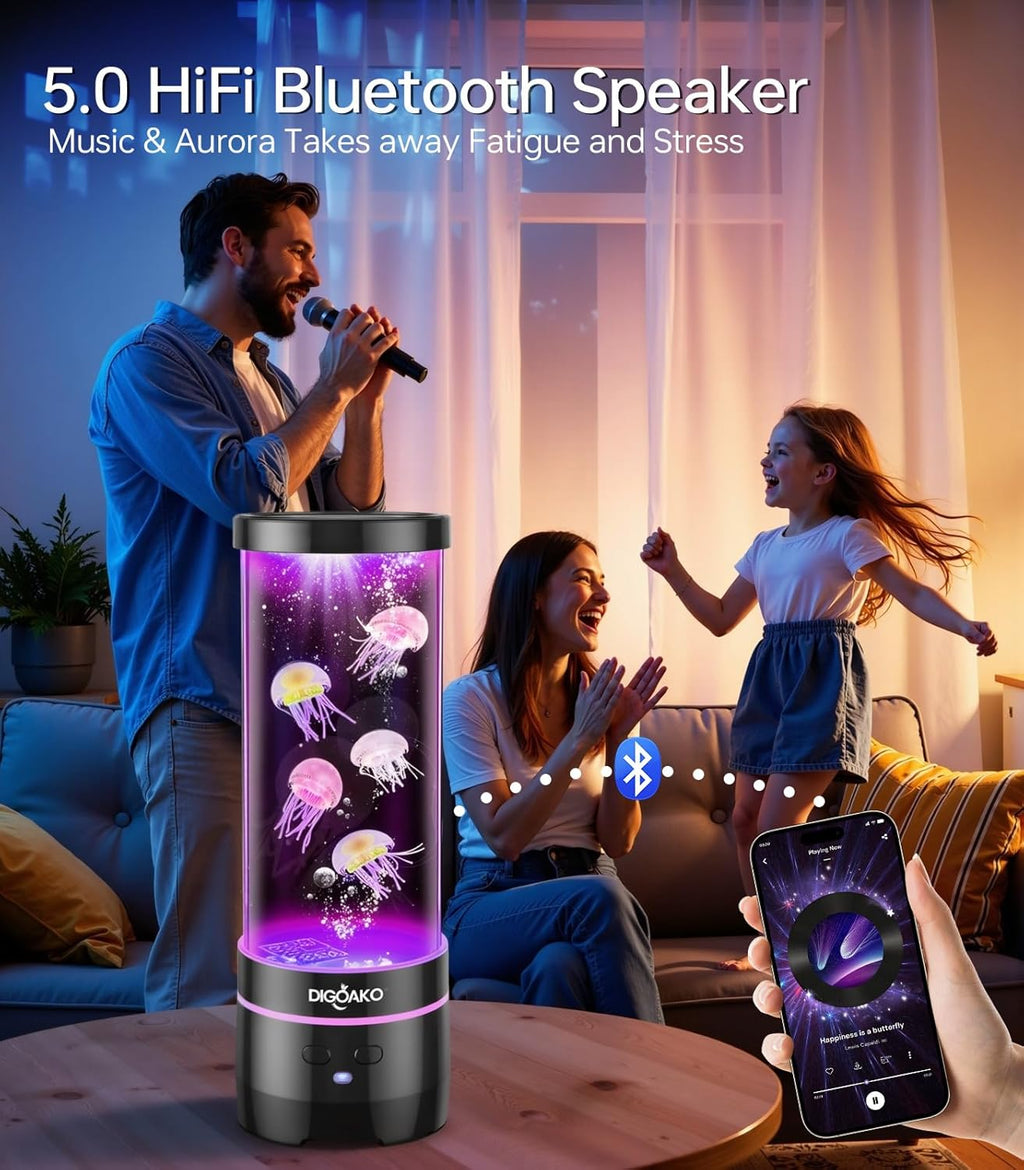 Jellyfish Lamp Bluetooth Speaker with White Noise, 17 Color Floating Jelly Fish Lava Tank Aquarium Light for Home Office Bedroom Decor Great Gifts for Adults Kids (Bluetooth Speaker)