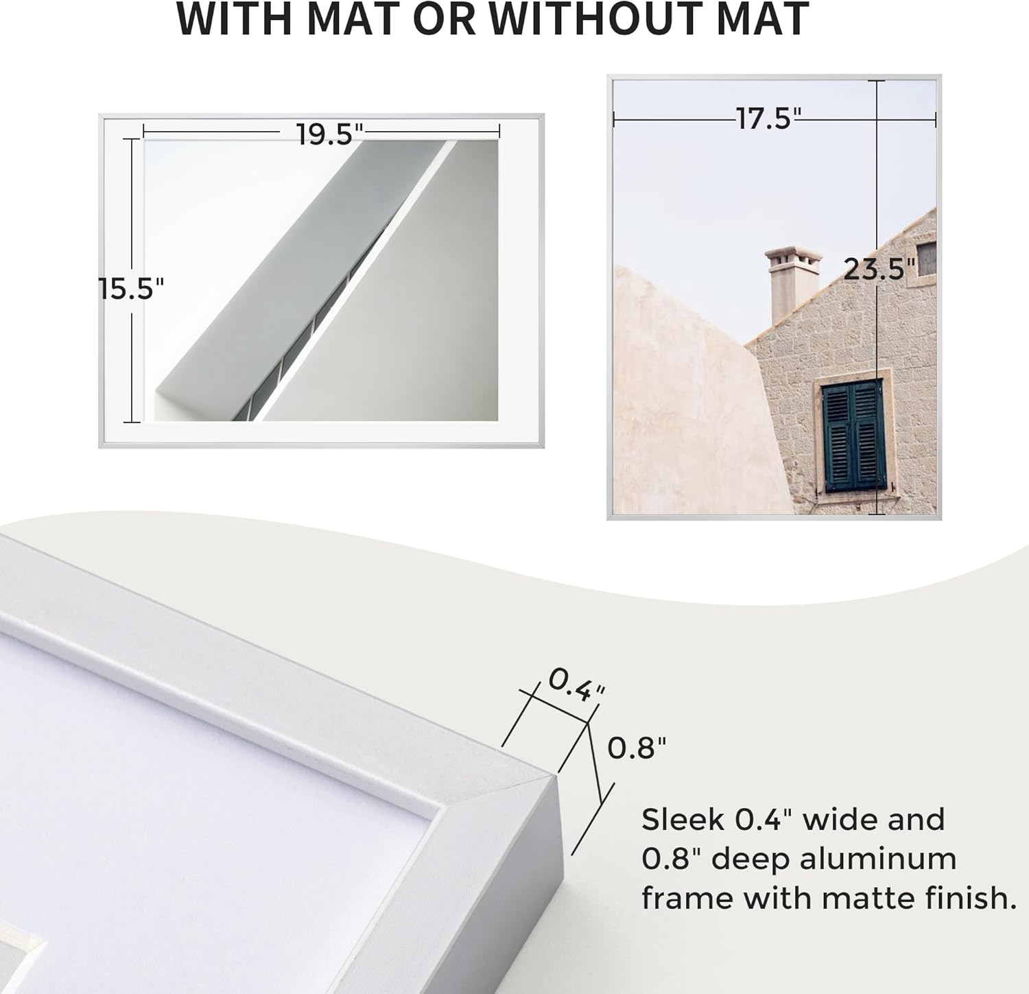 Fun Memories 18x24 Aluminum Poster Frame, 18 x 24 inch Metal Picture Frames with Real Glass Front, Displays 16x20 Photos with Mat or 18x24 Images without Mat - Sliver - Set of 1