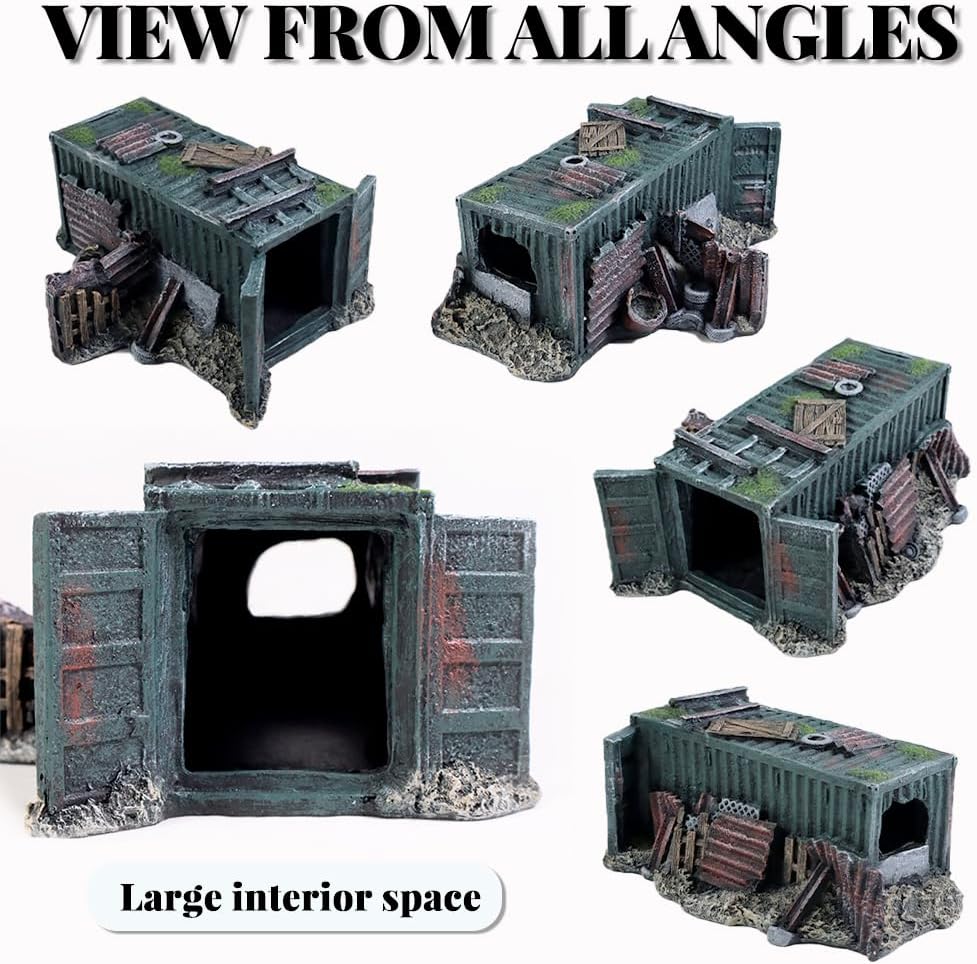 Fish Tank Decorations Container Aquarium Decor Sunken Ruins Betta Fish Tank Accessories witth Big Hole for Fish Sleep Rest Hide and Play