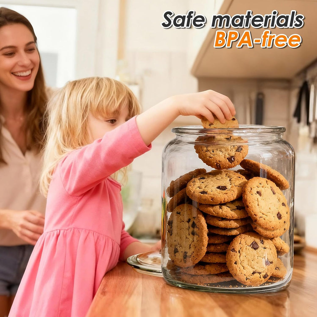 Masthome Large Glass Jar,1 Gallon Glass Jar with Lid, Airtight,Dishwasher Safe,Wide Mouth Storage Canister for Pasta,Flour,Nuts,Cookies,& More-Send 15 Food Storage Bags