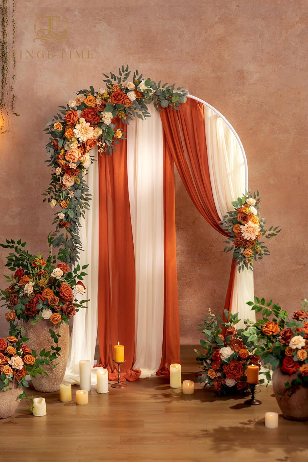 TINGE TIME Artificial Arch Flowers Kit Pack of 5, Fall Wedding Decorations for Reception with Hanging Flowers, Wedding Arch Silk Floral Arrangements Ceremony Backdrop Bridal Shower Outdoor Party Decor