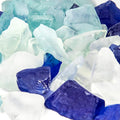5LB Frosted Sea Glass Vase fillers Crushed Glass, Sea Glass Decor Ideal for Christmas DIY Craft, Aquarium Gravels, Home Decor Crushed Sea Glass Pieces for Beach Wedding, 0.7-3 Inch Mixed Blue