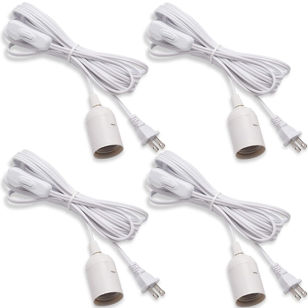 UL 15Ft Extension Hanging Lantern Cord Cable JACKYLED 4-Pack 360W with E26 E27 Socket On/Off Button Pendant Lighting