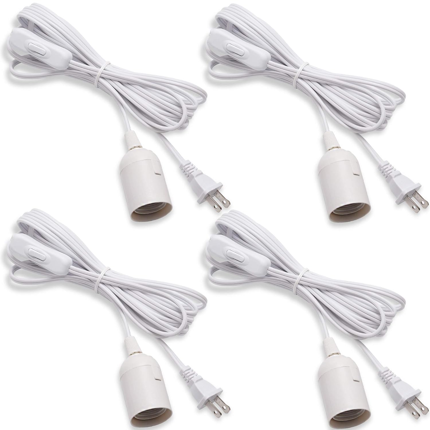 UL 15Ft Extension Hanging Lantern Cord Cable JACKYLED 4-Pack 360W with E26 E27 Socket On/Off Button Pendant Lighting