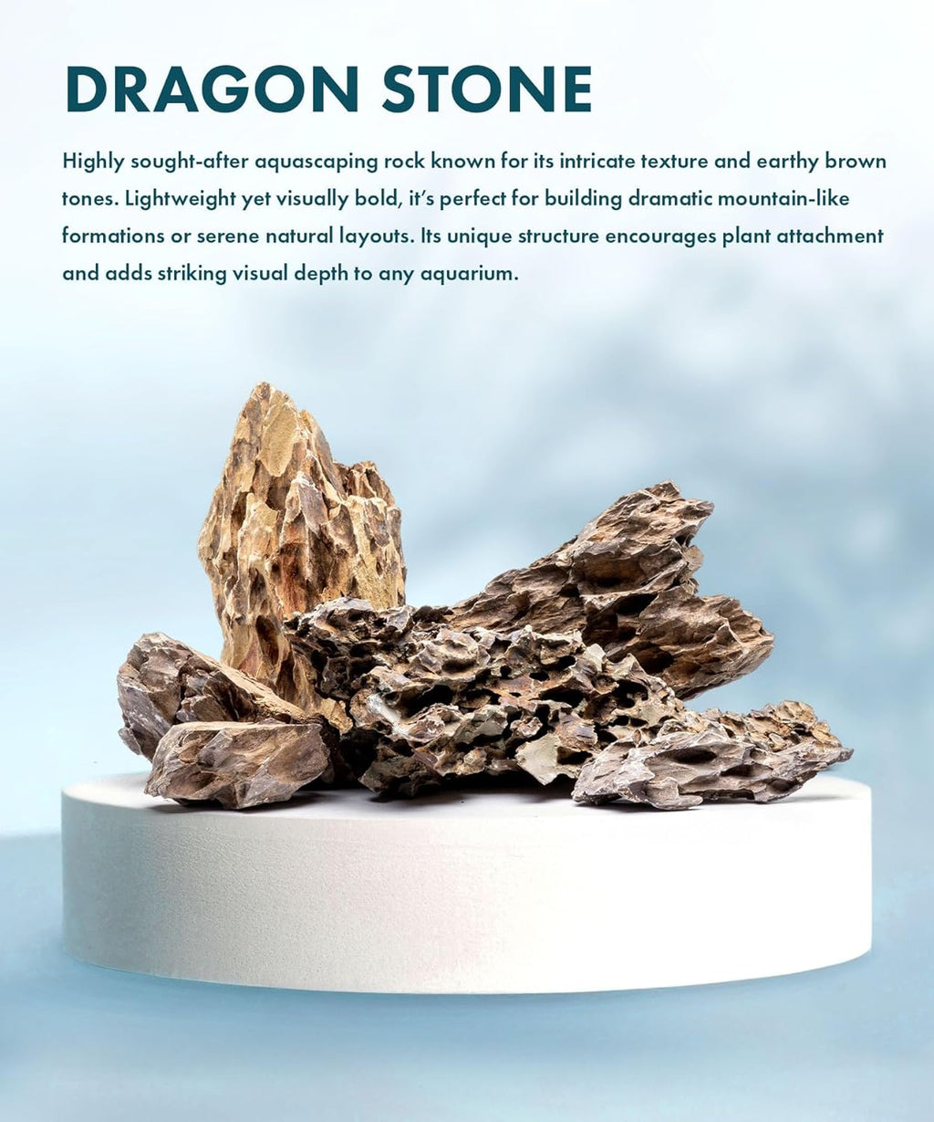 SubstrateSource Natural Aquarium Stones - Ohko w/Mixed Reds, Yellows & Browns, Scale-Like Texture - Freshwater Aquascaping, Betta Fish & Shrimp Tank Decorations, Zen Garden Layouts - Dragon, 16 LB