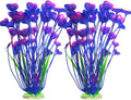 2PCS Aquarium Decor Plastic Plants, Large 16 Inches Artificial Fish Tank Plants (Purple)
