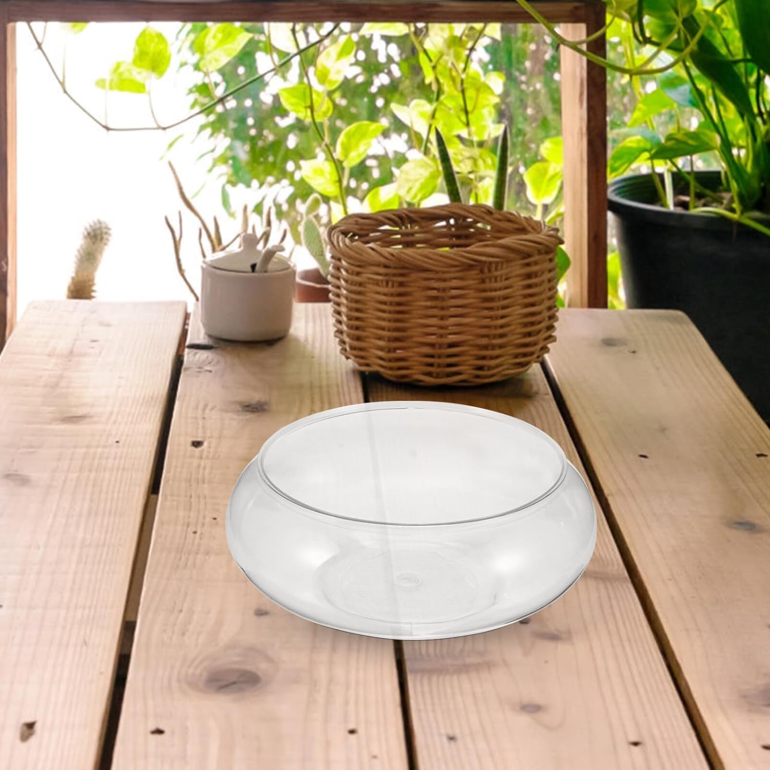 Clear Fish Bowl Vase Bubble Bowl Round Shallow Planter Plastic Container Fish Bowl Aquatic Plant Pot Daffodil Pot Hydroponic Planter Fish Tank Aquarium Bowl