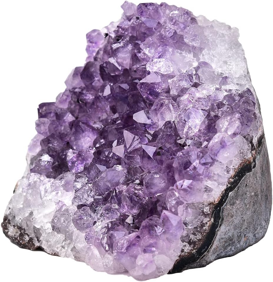 JIC Gem Natural Amethyst (1 lb to 2 lb) Crystal Cluster from Brazil Light Purple Quartz Geode for Home Decor