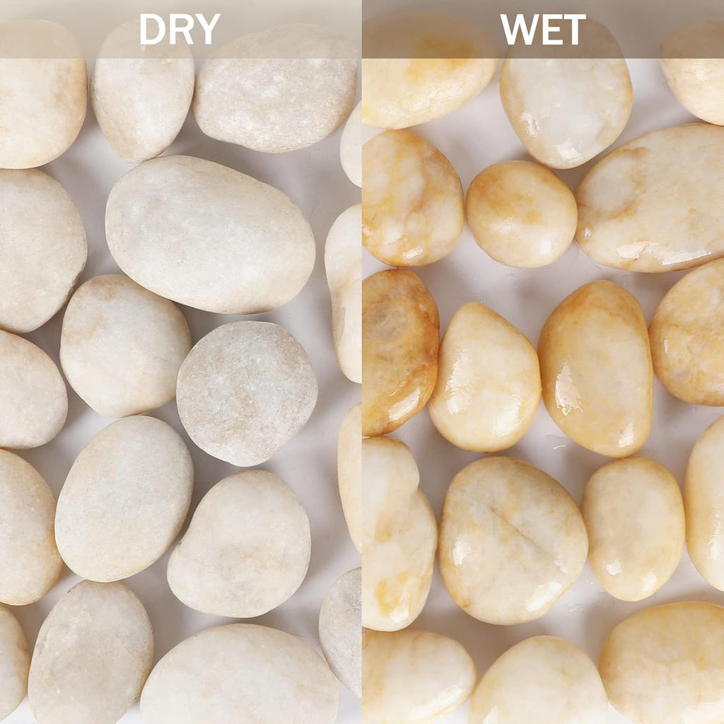 11LB Stones Pebbles River Rocks, 100% Natural Hand-Picked Premium Decorative Pebbles, Ideal for Garden Landscaping, Home Decor, Aquariums, Painting, Crafting and Gifts, Cream White