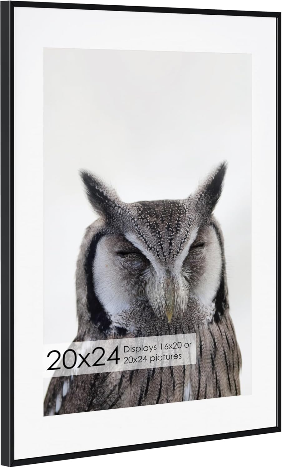20x24 Metal Picture Frame with 16x20 Mat, Brushed Aluminum Finish, Tempered Glass Front, and Attached Hanging Hardware - Versatile Wall Display Frames for Vertical or Horizontal Orientation(Black,