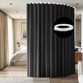 Room Divider Ceiling Mounted Curtains Track Sets Extra Wide Blackout Curtain Flexible Tracks for Bedroom Privacy Partition Separator, 1 Panel Black Drape and White Rail, W15 x H9ft
